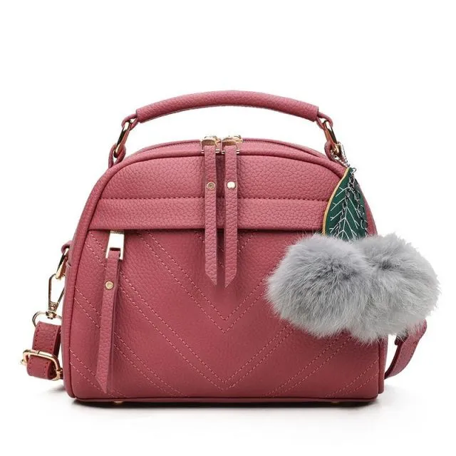 Cyflymder PU Leather Handbag For Women Girl Fashion Tassel Messenger Bags With Ball Bolsa Female Shoulder Bags Ladies Party Crossby Bag