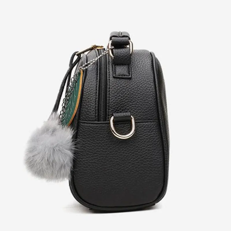 Cyflymder PU Leather Handbag For Women Girl Fashion Tassel Messenger Bags With Ball Bolsa Female Shoulder Bags Ladies Party Crossby Bag