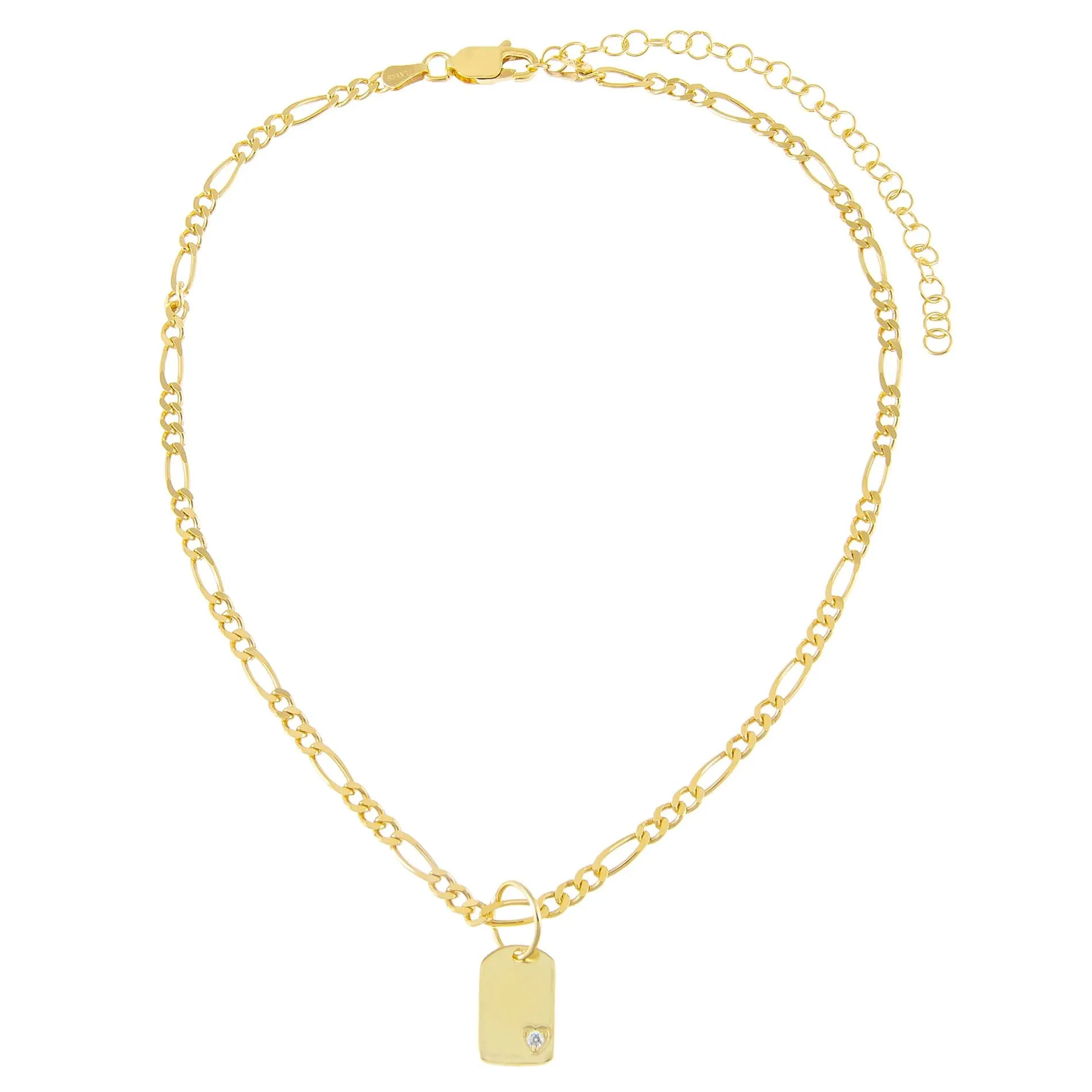 CZ Dog Tag Figaro Choker