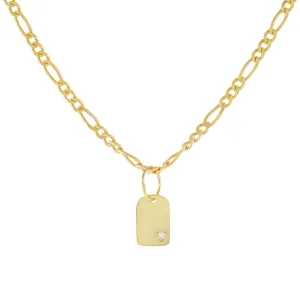 CZ Dog Tag Figaro Choker