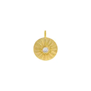 CZ Lined Medallion Necklace Charm