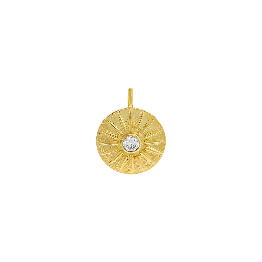 CZ Lined Medallion Necklace Charm