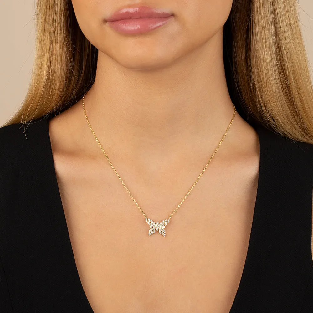 CZ Scattered Marquise Butterfly Necklace
