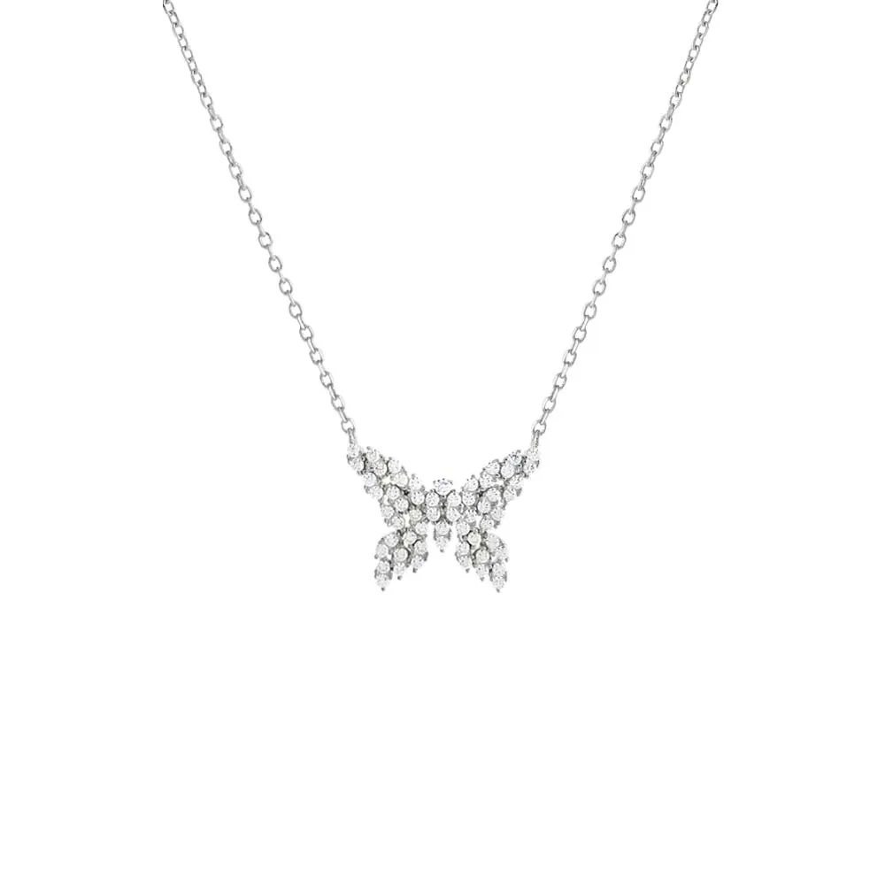 CZ Scattered Marquise Butterfly Necklace