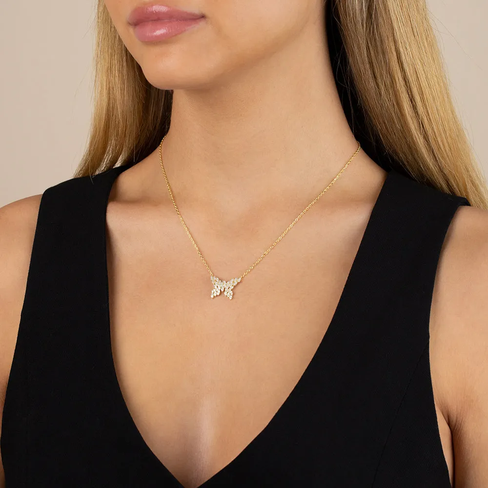 CZ Scattered Marquise Butterfly Necklace