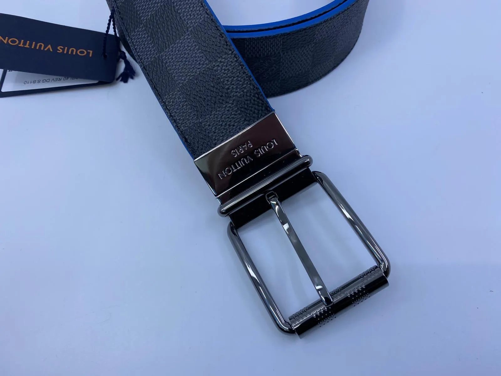 Damier Print Reversible Belt