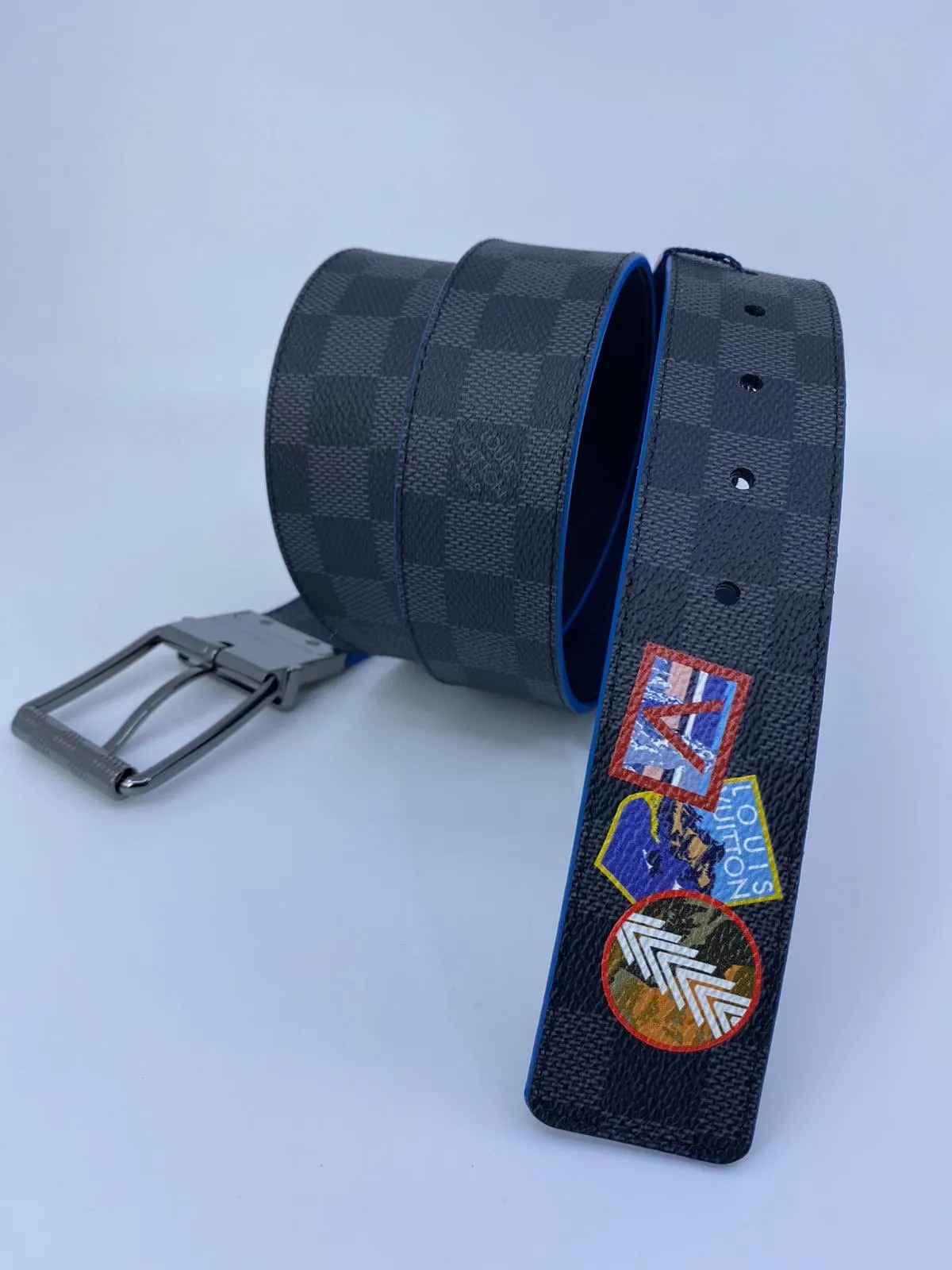 Damier Print Reversible Belt