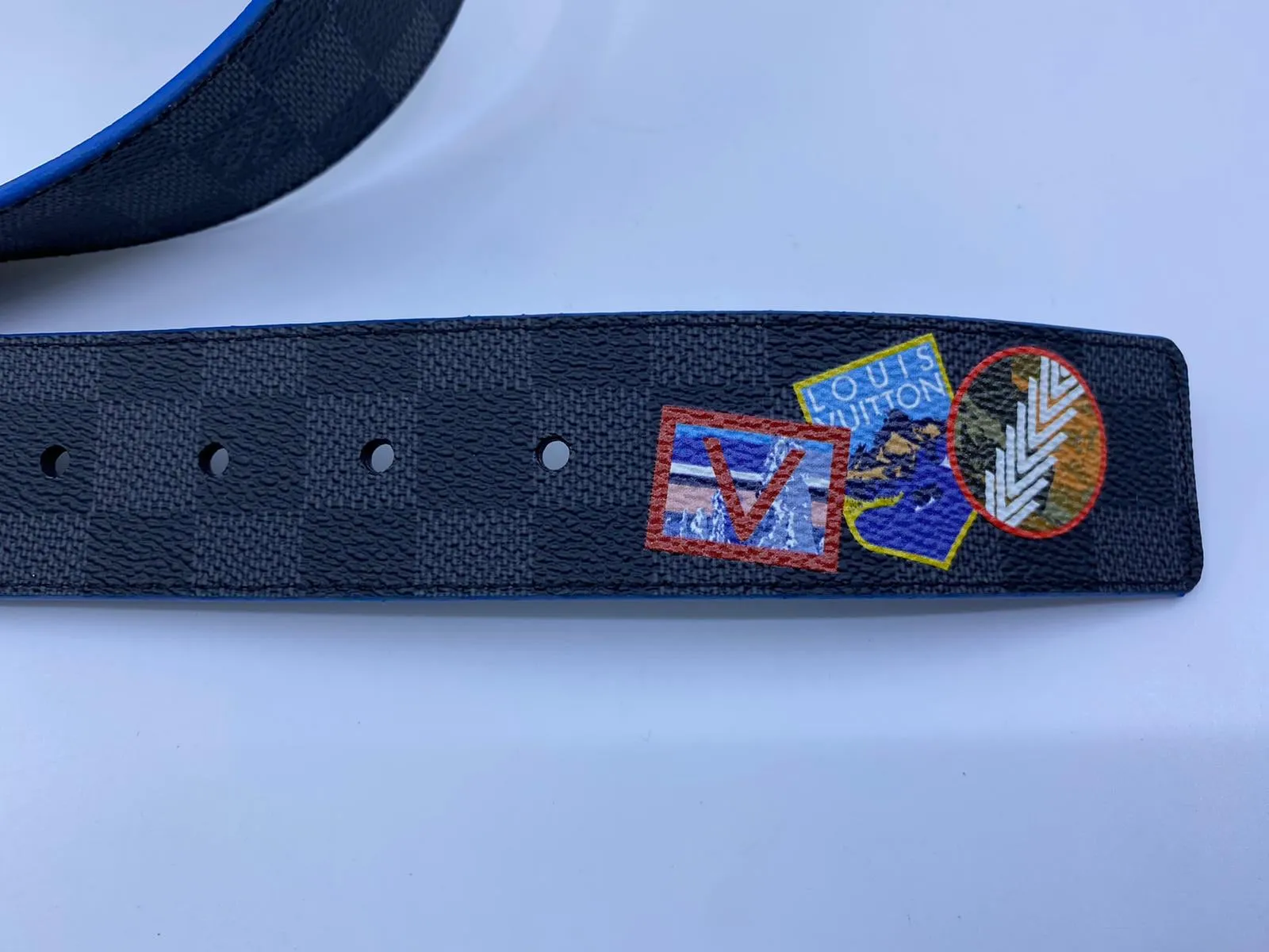 Damier Print Reversible Belt