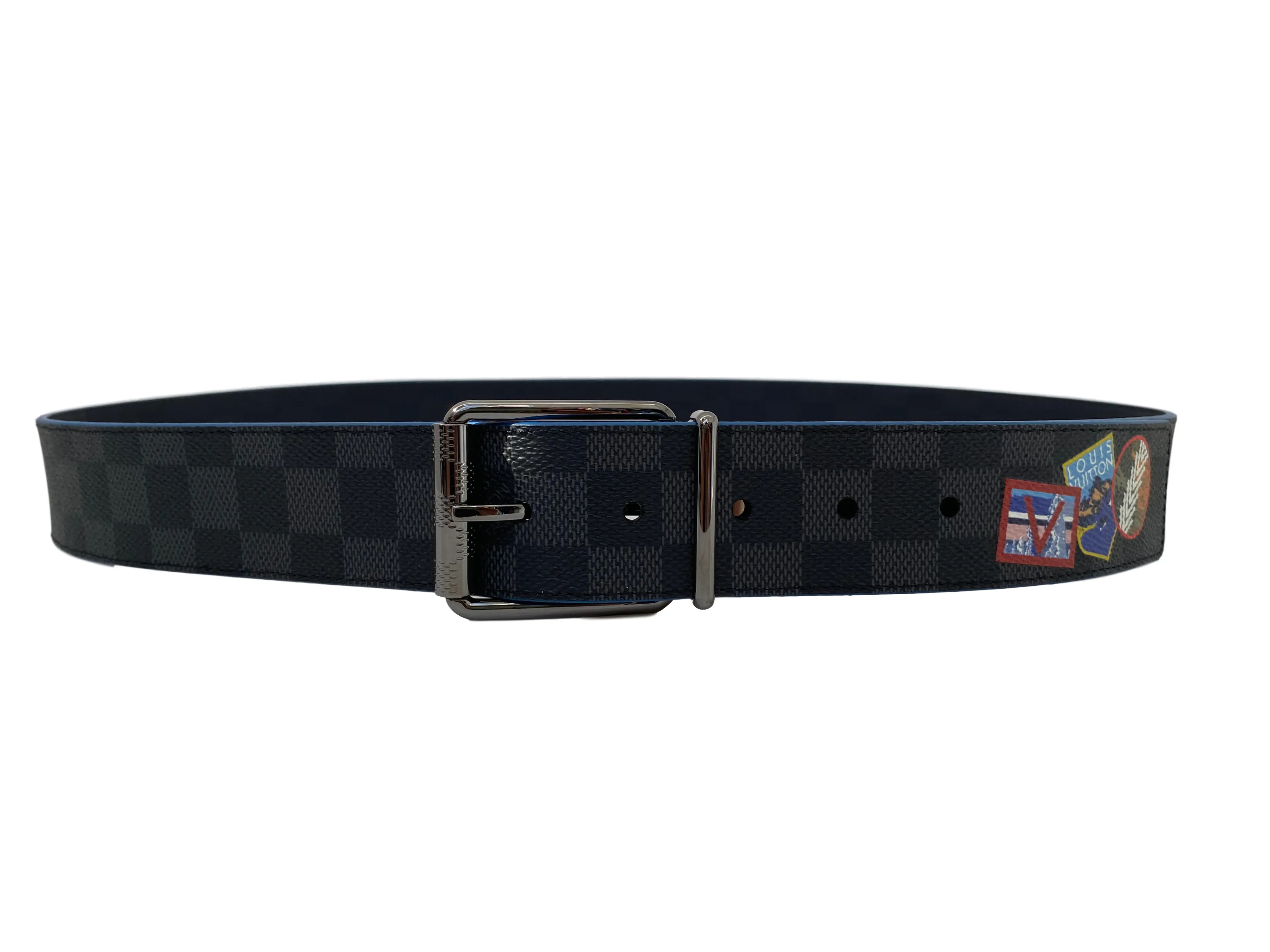 Damier Print Reversible Belt