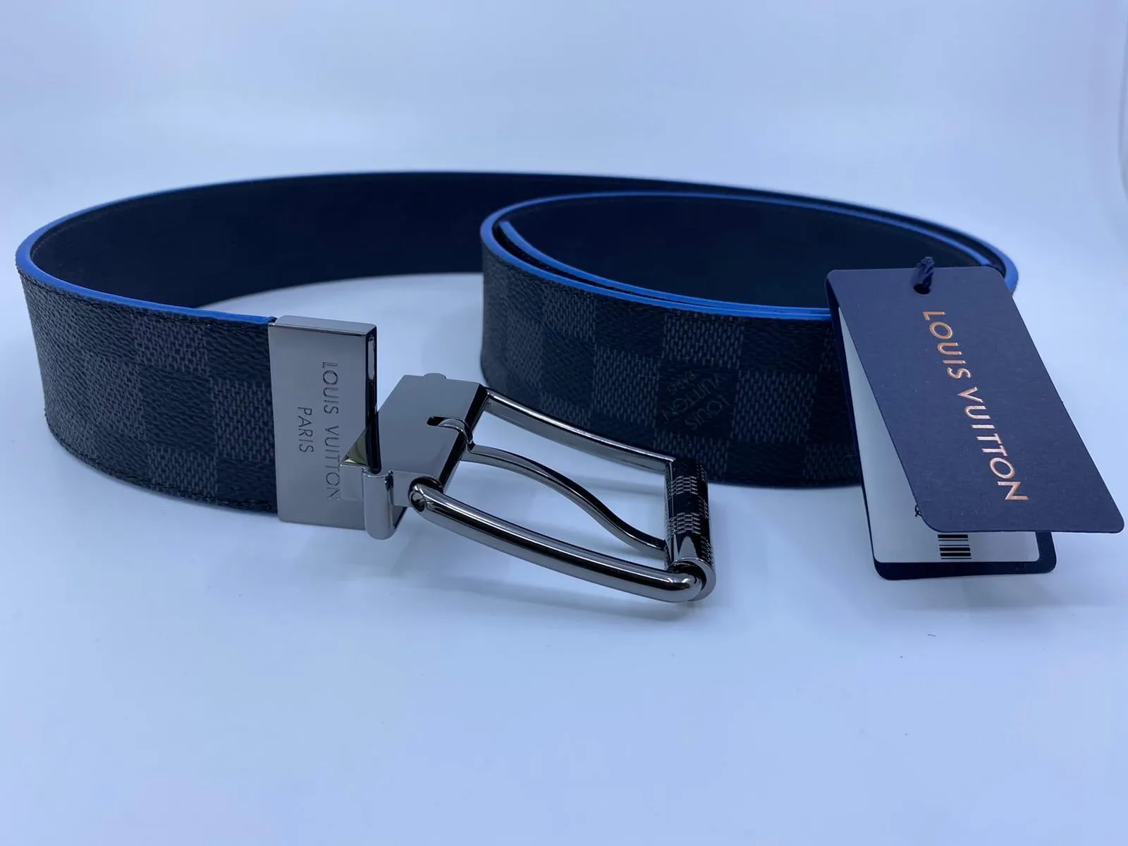 Damier Print Reversible Belt