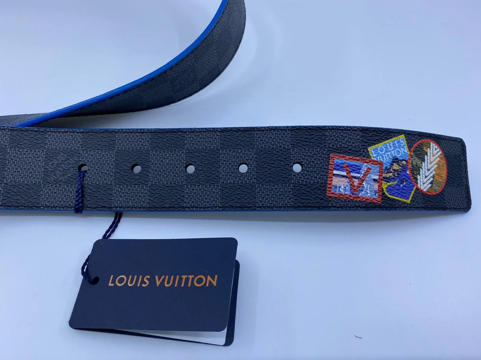 Damier Print Reversible Belt