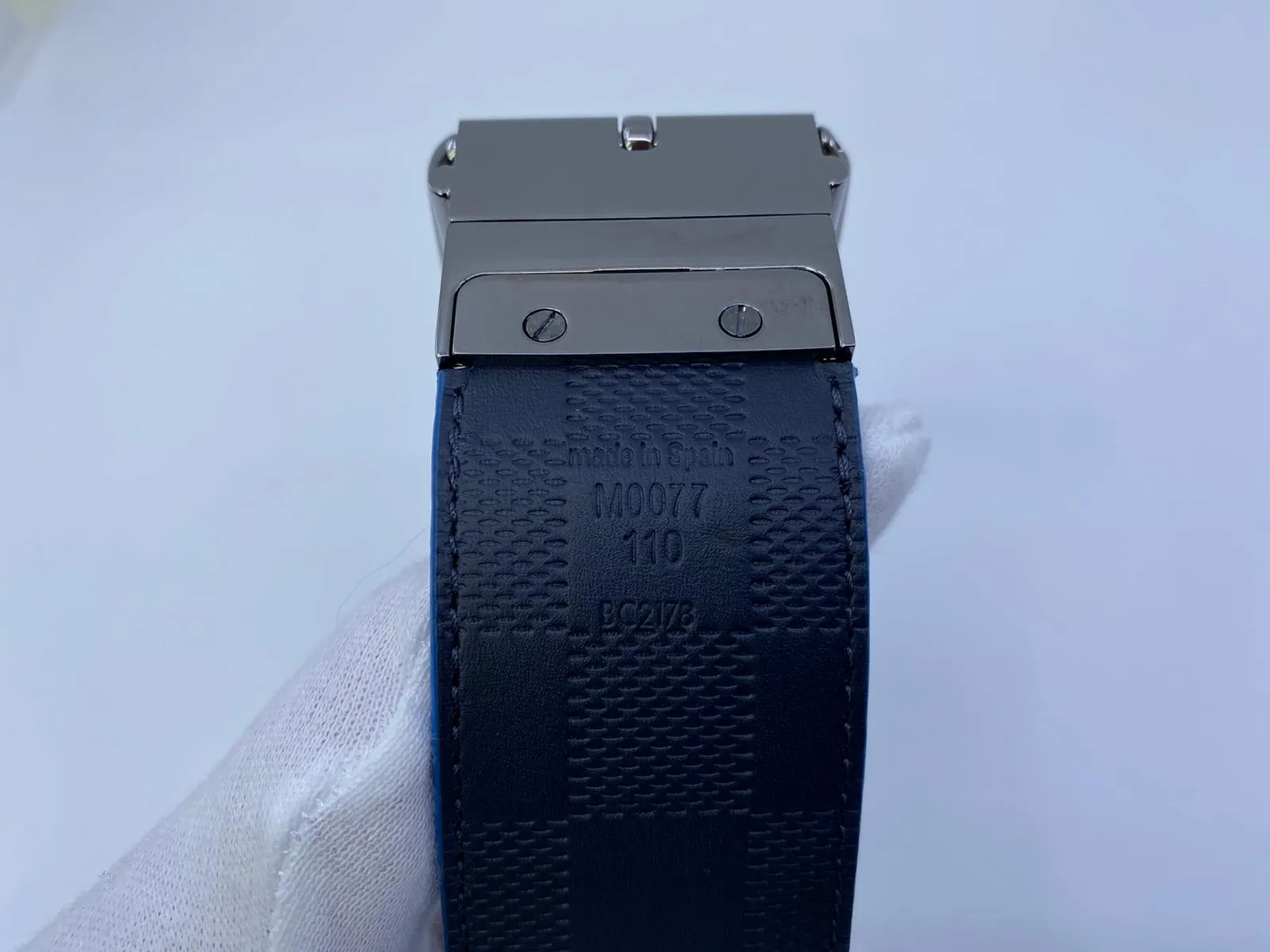 Damier Print Reversible Belt