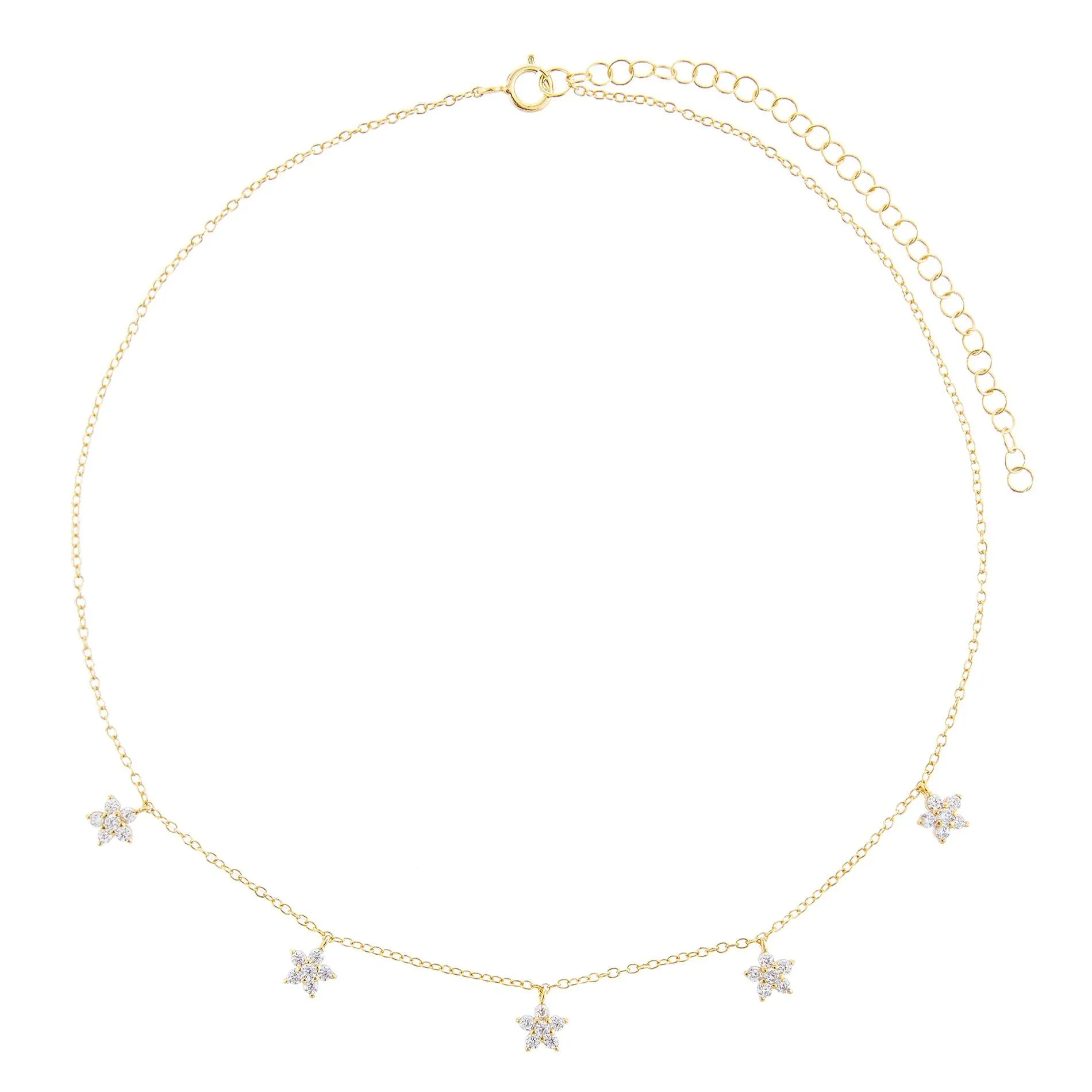 Dangling CZ Flower Choker