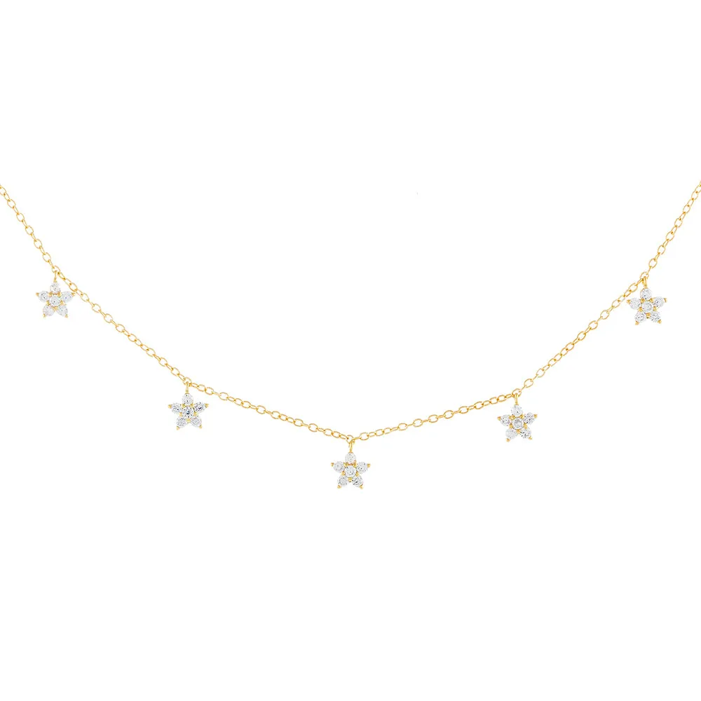 Dangling CZ Flower Choker