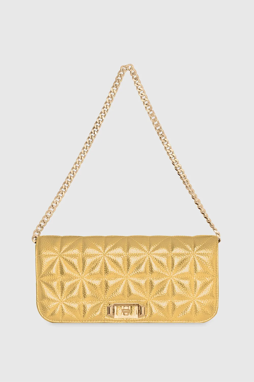 Deco Quilted Clutch Bag In Gold
