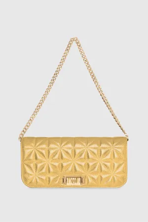 Deco Quilted Clutch Bag In Gold