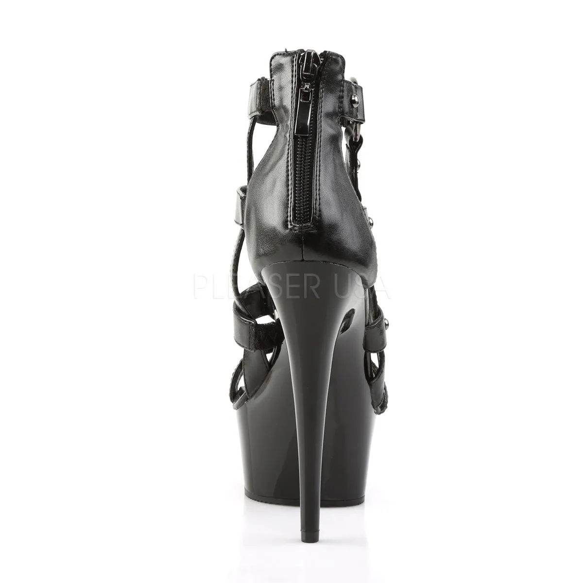 DELIGHT-682  Black Faux Leather/Black