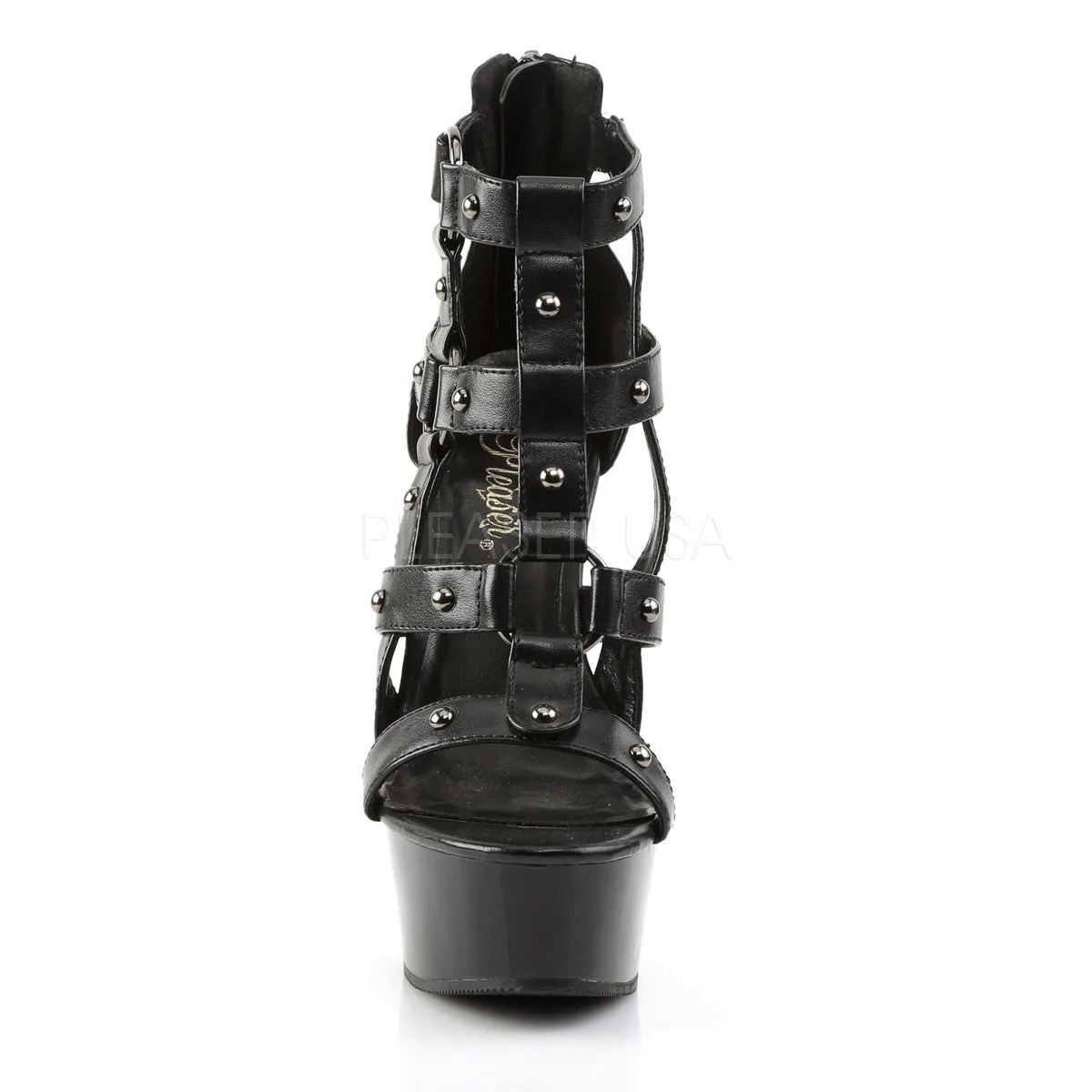DELIGHT-682  Black Faux Leather/Black