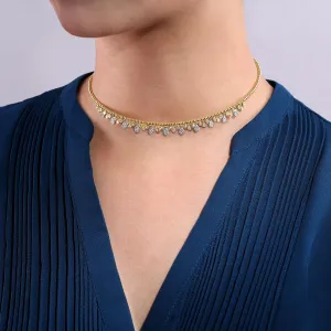 Diamond Choker 14k Yellow & White Gold Necklace