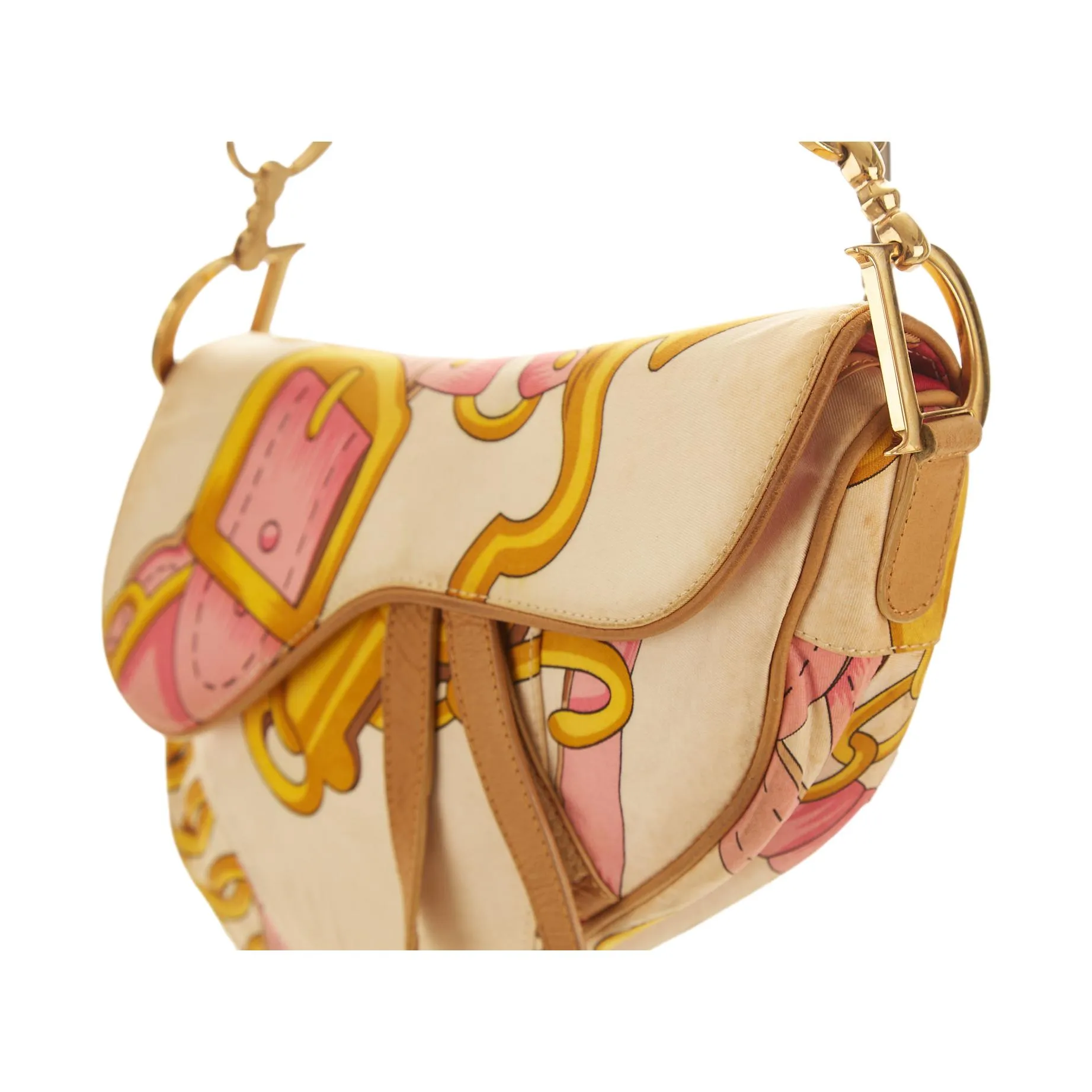 Dior Pink Satin Print Shoulder Bag