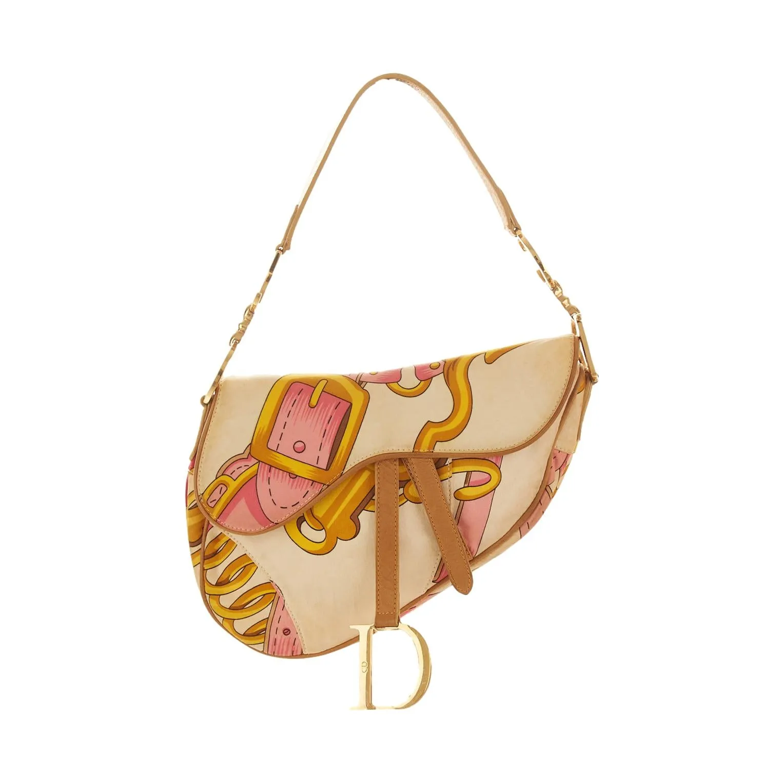 Dior Pink Satin Print Shoulder Bag