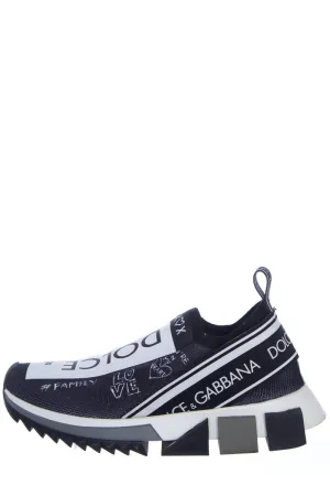 Dolce & Gabbana Black and White Logo Slip On Sneakers SZ 36