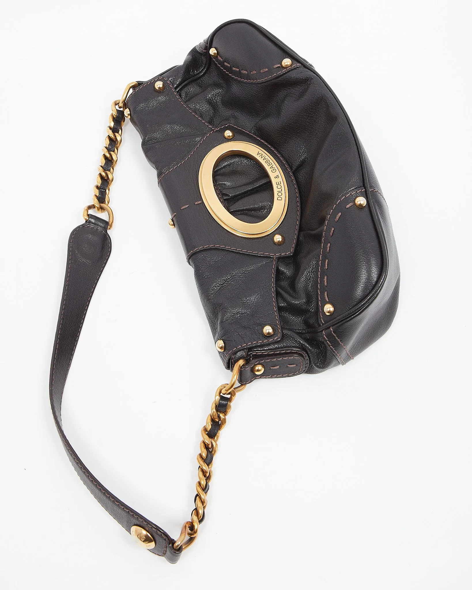 Dolce & Gabbana Black Leather Vintage Shoulder Bag