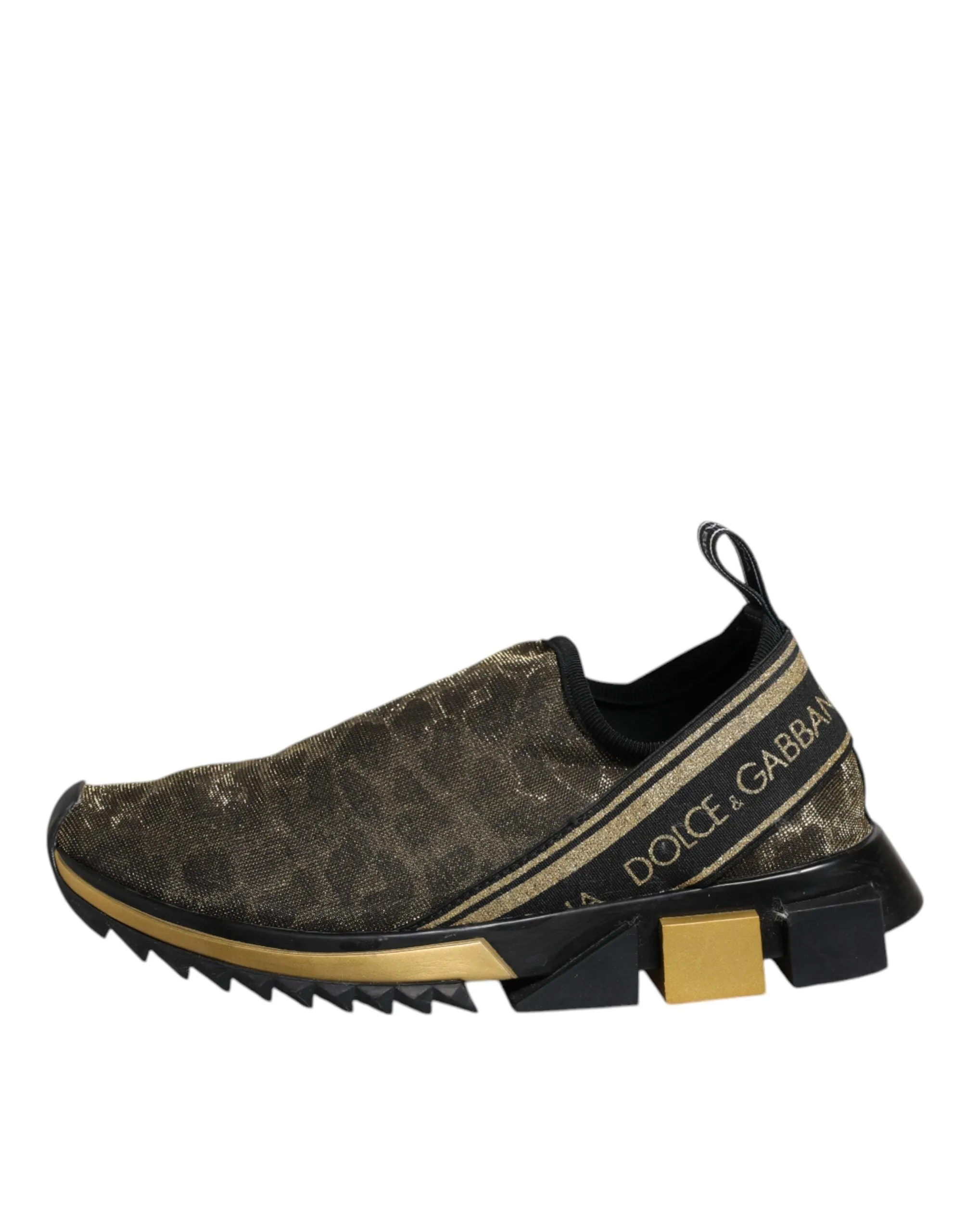 Dolce&Gabbana Sorrento Women Gold Sneakers Polyester Leopard Trainer Shoes EU 37