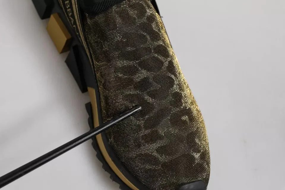 Dolce&Gabbana Sorrento Women Gold Sneakers Polyester Leopard Trainer Shoes EU 37