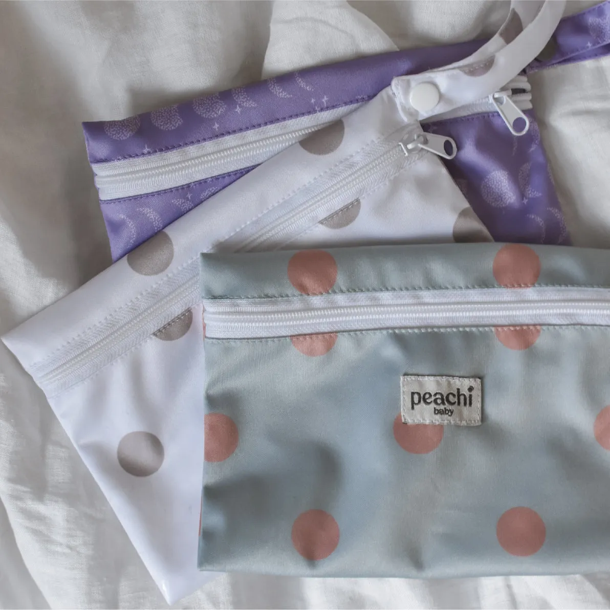 Duckegg Peach Polka Mini Wet Bag