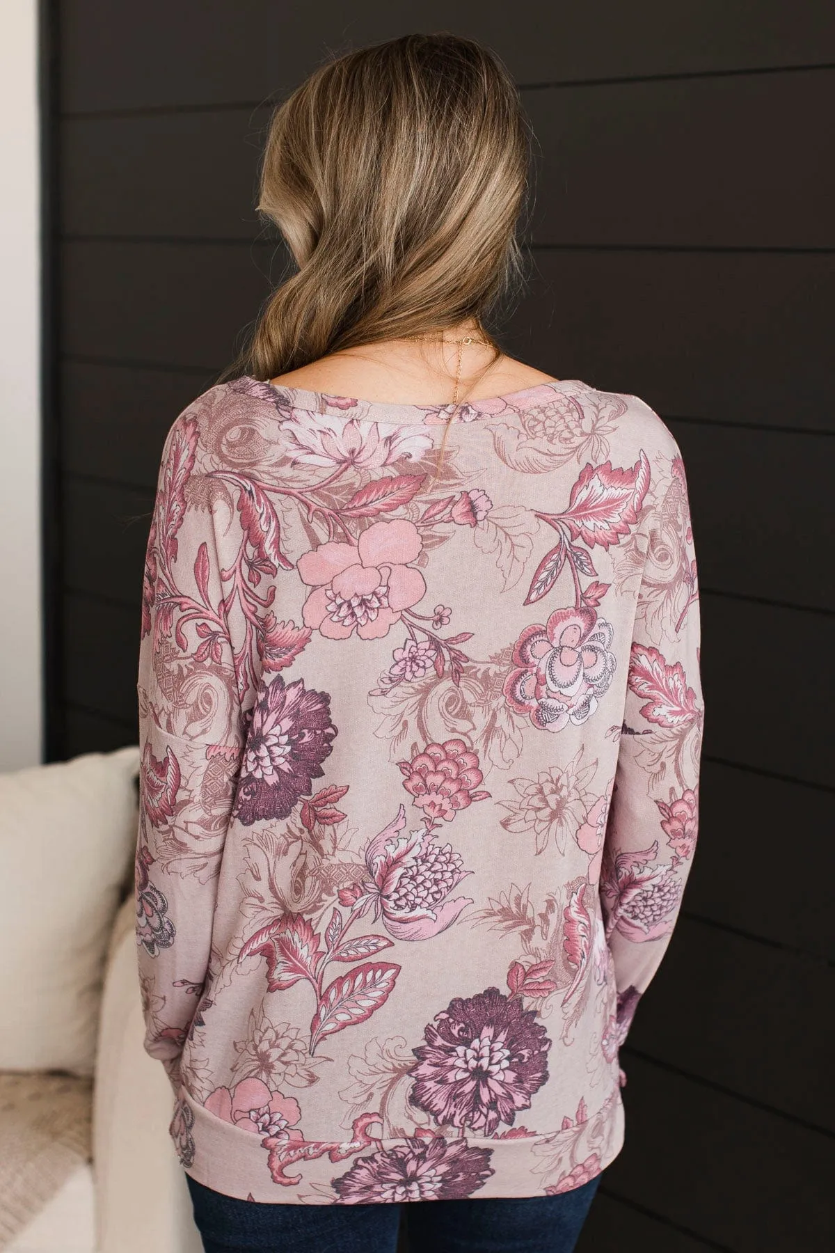 Easy To See Long Sleeve Floral Top- Mauve