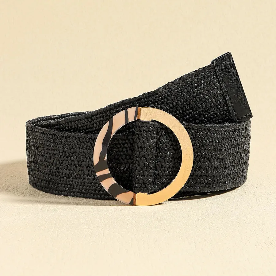 Elegant Basic Lady Solid Color Plastic Nylon Women's Woven Belts