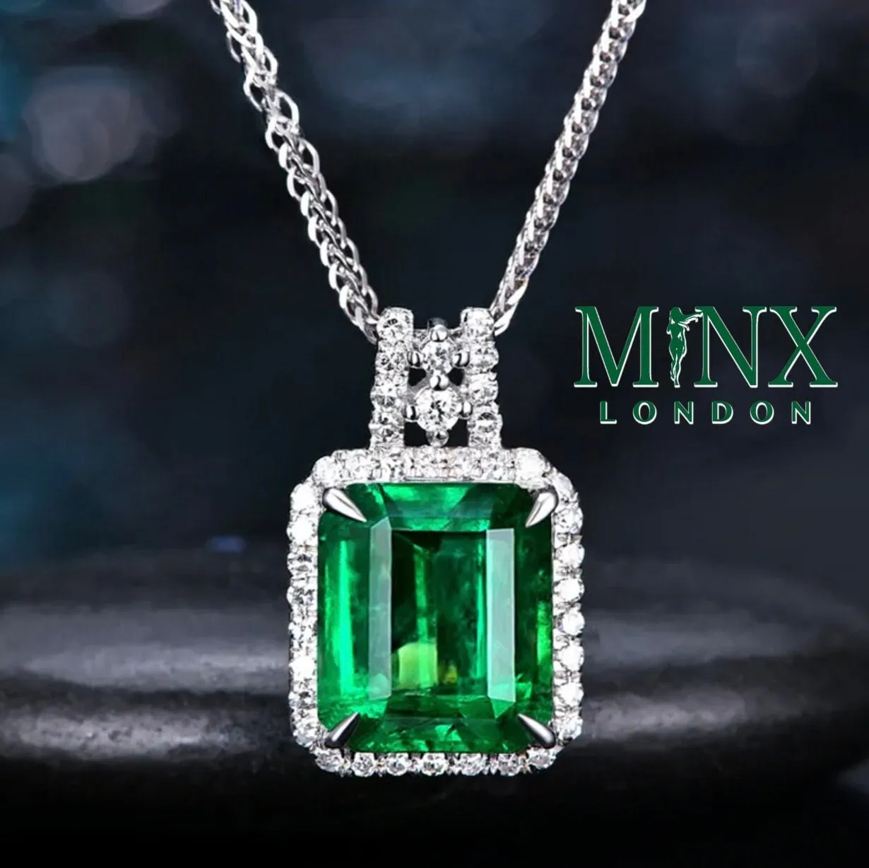 Emerald Diamond Necklace | Womens Emerald Necklace | Emerald Necklace | Green Diamond Pendant | Green Diamond Necklace | Emerald Pendant