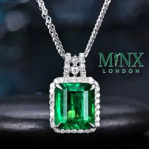Emerald Diamond Necklace | Womens Emerald Necklace | Emerald Necklace | Green Diamond Pendant | Green Diamond Necklace | Emerald Pendant