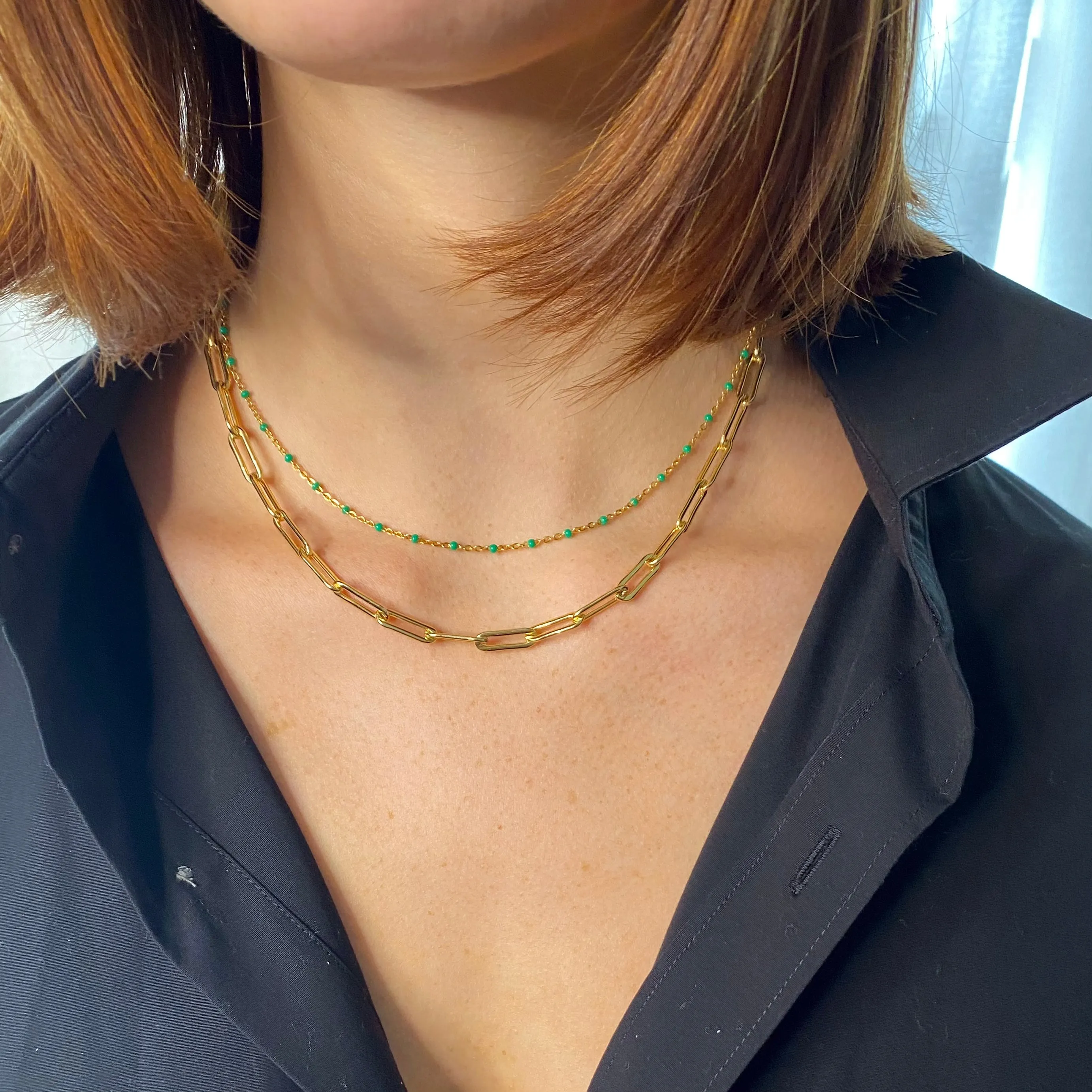Emerald Enamel Choker - 14K Gold Filled