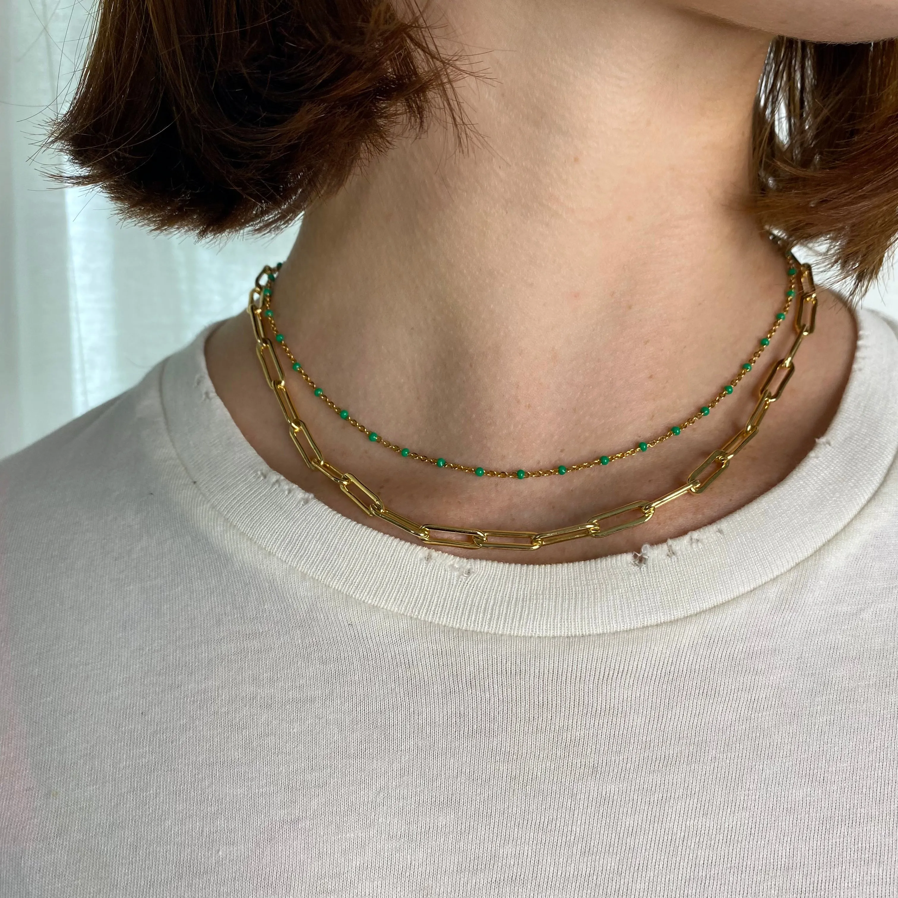 Emerald Enamel Choker - 14K Gold Filled