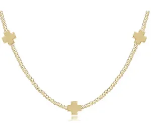 Enewton 15" Choker Signature Cross Gold Pattern 2mm Bead - Signature Cross