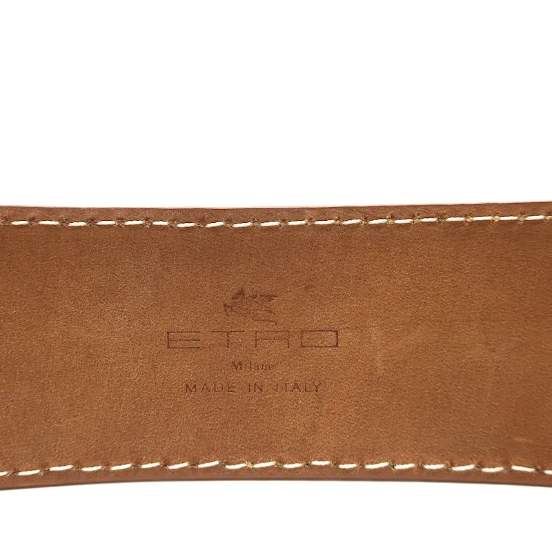 Etro Carved Buckle Belt Tan Leather Size 90
