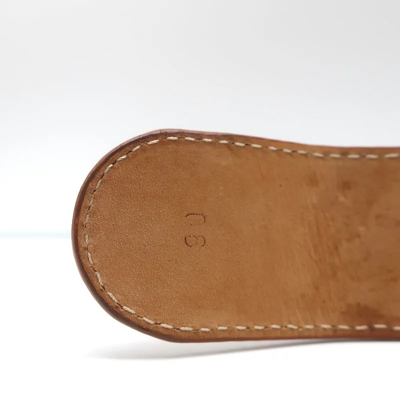 Etro Carved Buckle Belt Tan Leather Size 90