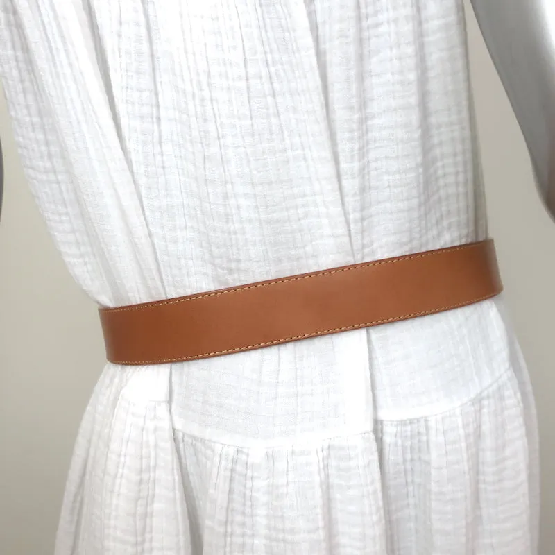 Etro Carved Buckle Belt Tan Leather Size 90
