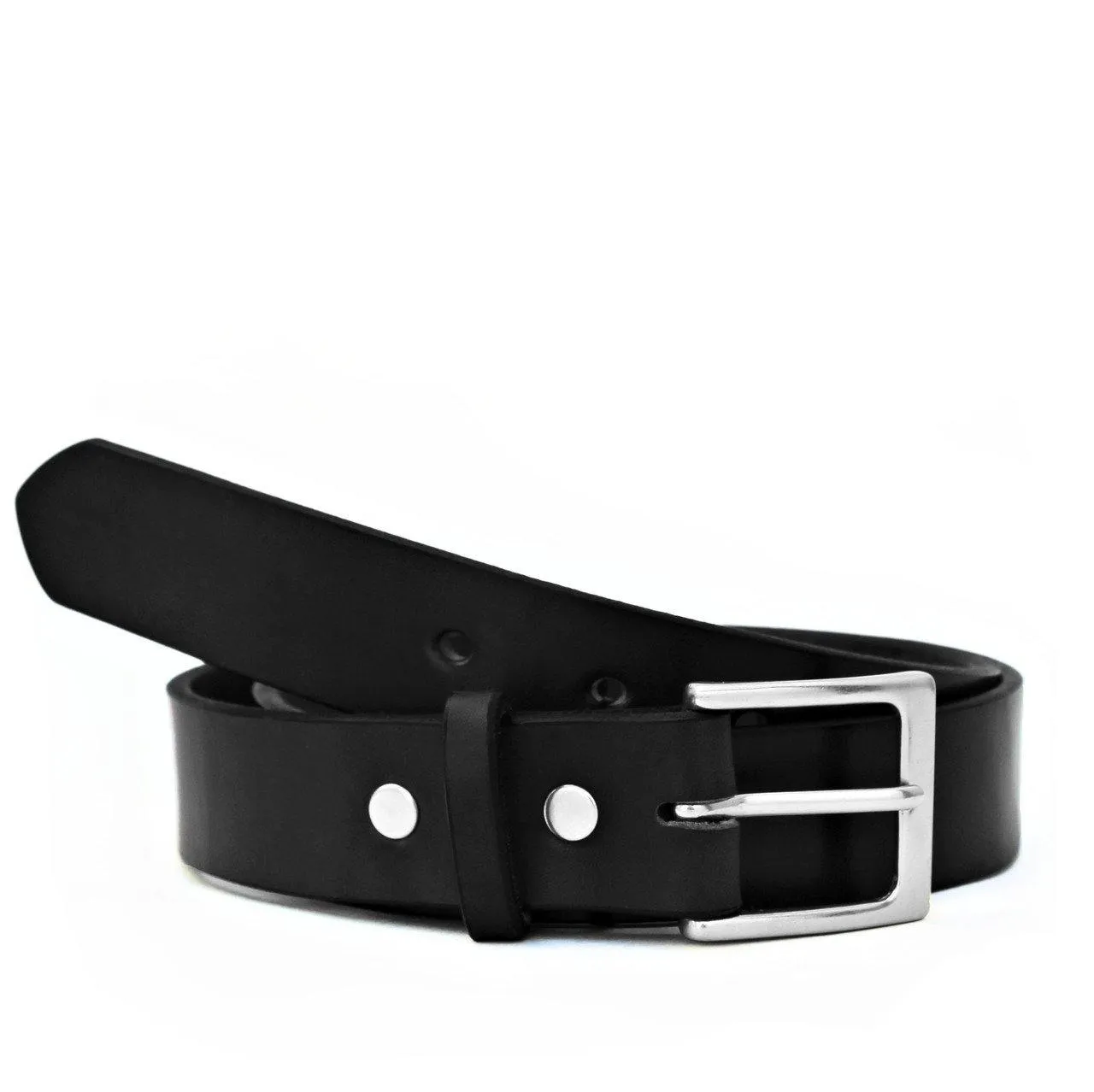 Everyday Belt -  Black with Silver Hardware