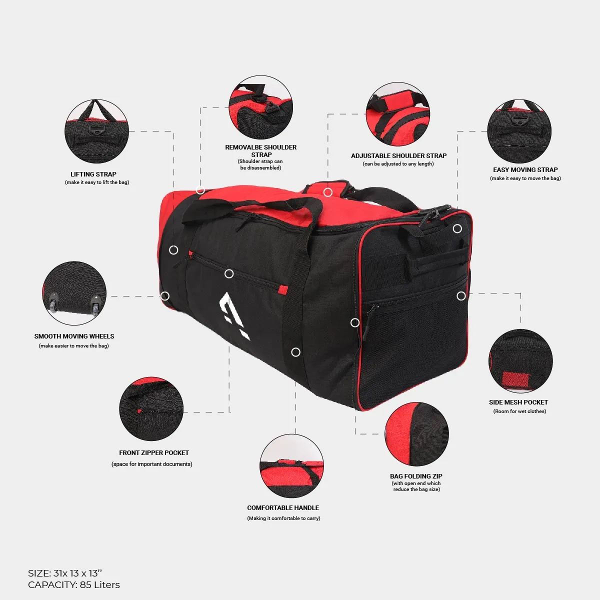Expandable Duffel Bag - Red/Black