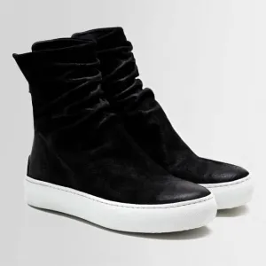 FARA waxed suede BLACK/WHITE