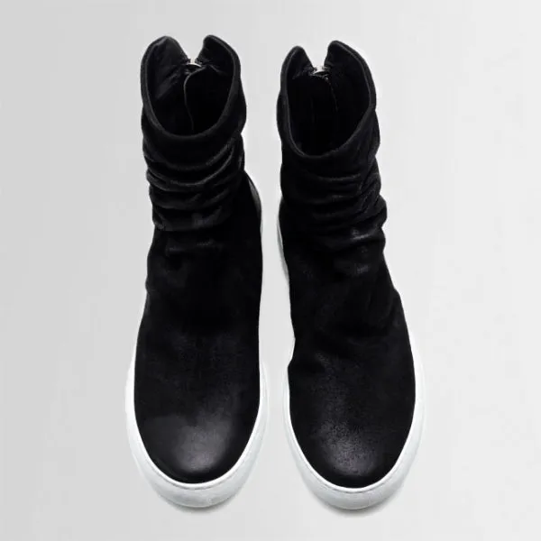 FARA waxed suede BLACK/WHITE