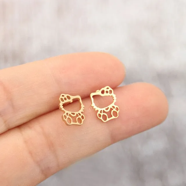 Fashion New Stainless Steel Necklace,Cute Hollow Out Kitty Cats