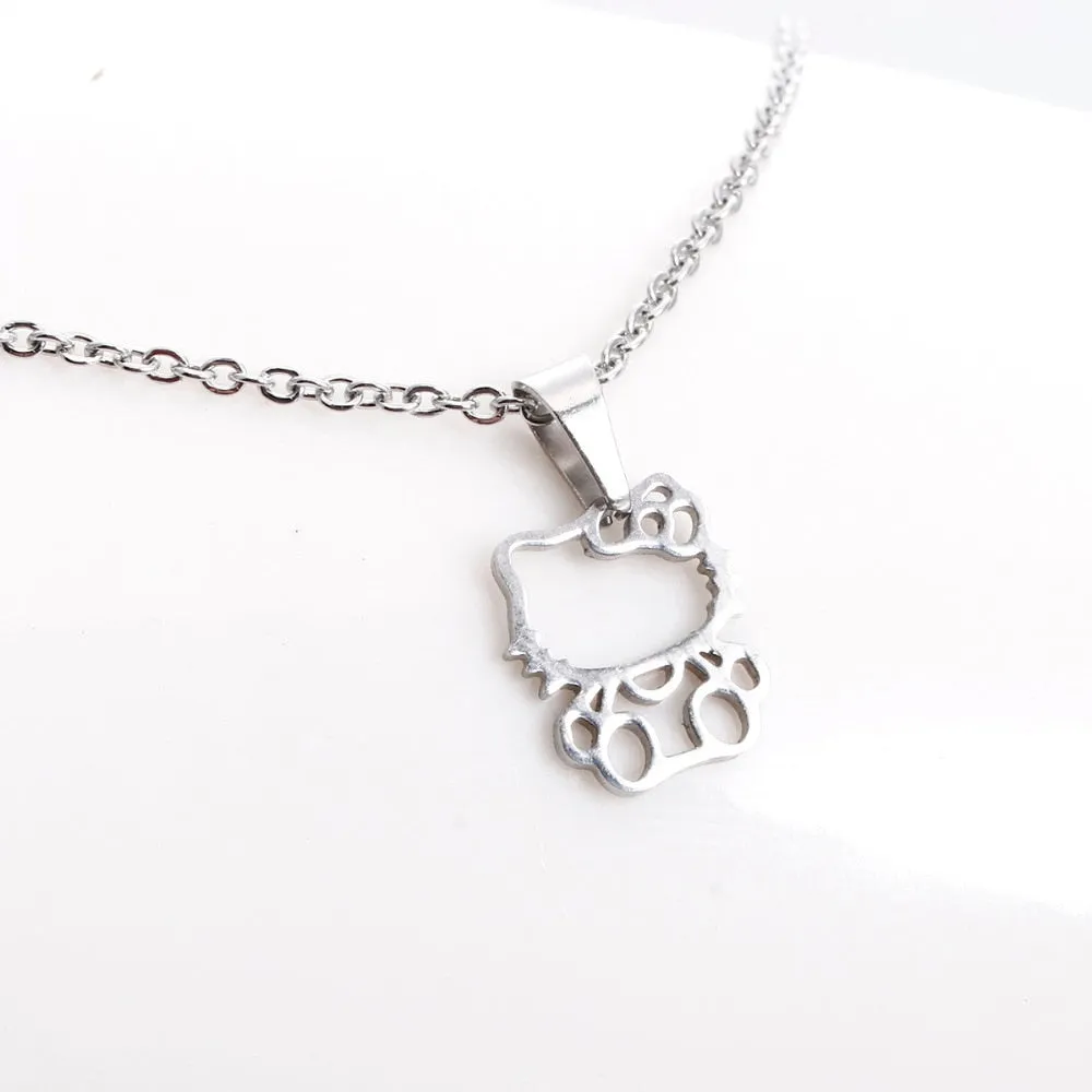 Fashion New Stainless Steel Necklace,Cute Hollow Out Kitty Cats