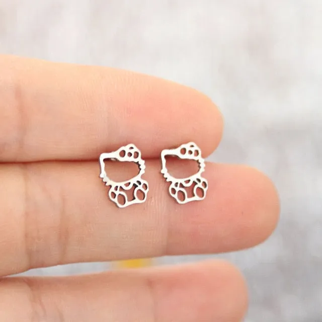 Fashion New Stainless Steel Necklace,Cute Hollow Out Kitty Cats