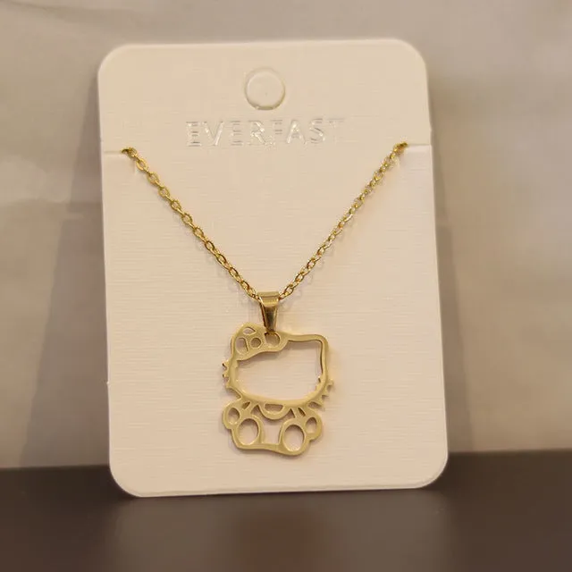 Fashion New Stainless Steel Necklace,Cute Hollow Out Kitty Cats