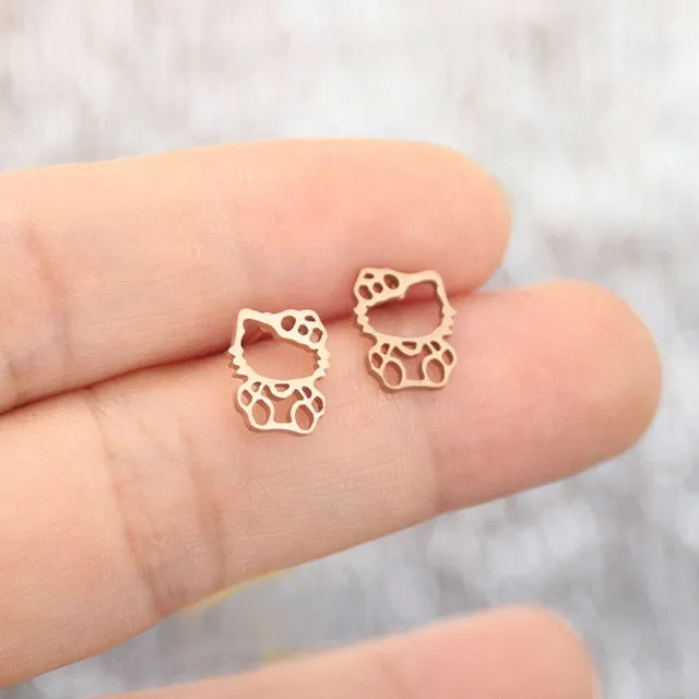 Fashion New Stainless Steel Necklace,Cute Hollow Out Kitty Cats