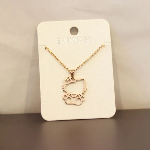 Fashion New Stainless Steel Necklace,Cute Hollow Out Kitty Cats